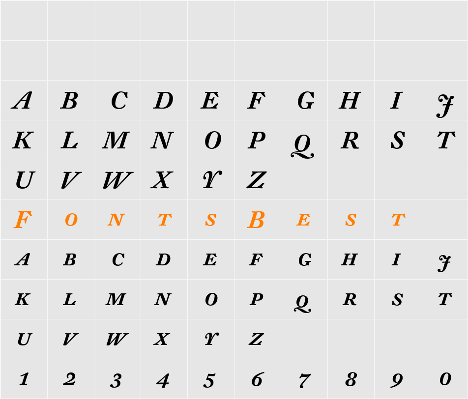 DTL Fleischmann T Caps Character Map