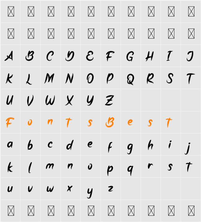 Bellaty Personal Use Character Map