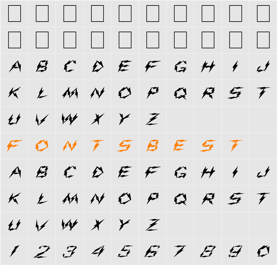 FZ UNIQUE 19 EX Character Map