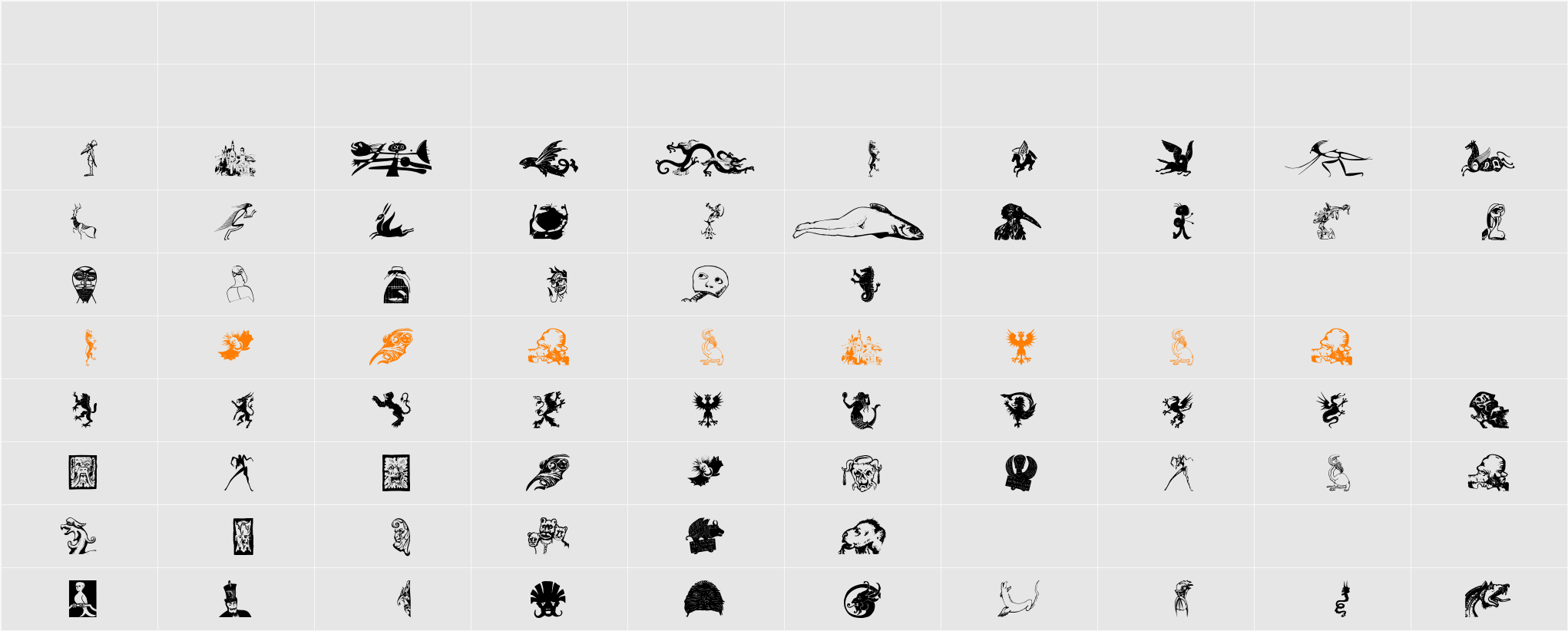 MythologicalsOne Character Map