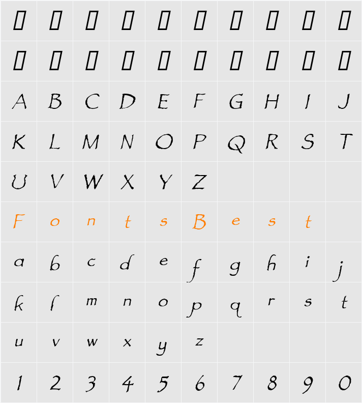 Feldicouth Italic Character Map