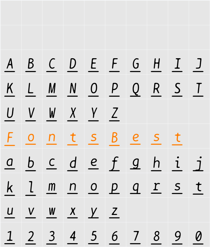 BPtypewriteUnderscored Character Map