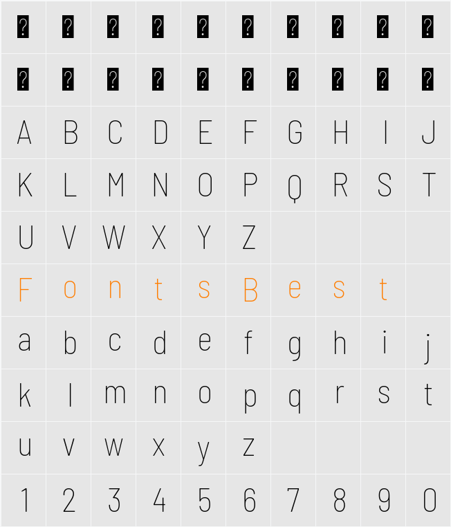 Barlow Semi Condensed Thin Character Map