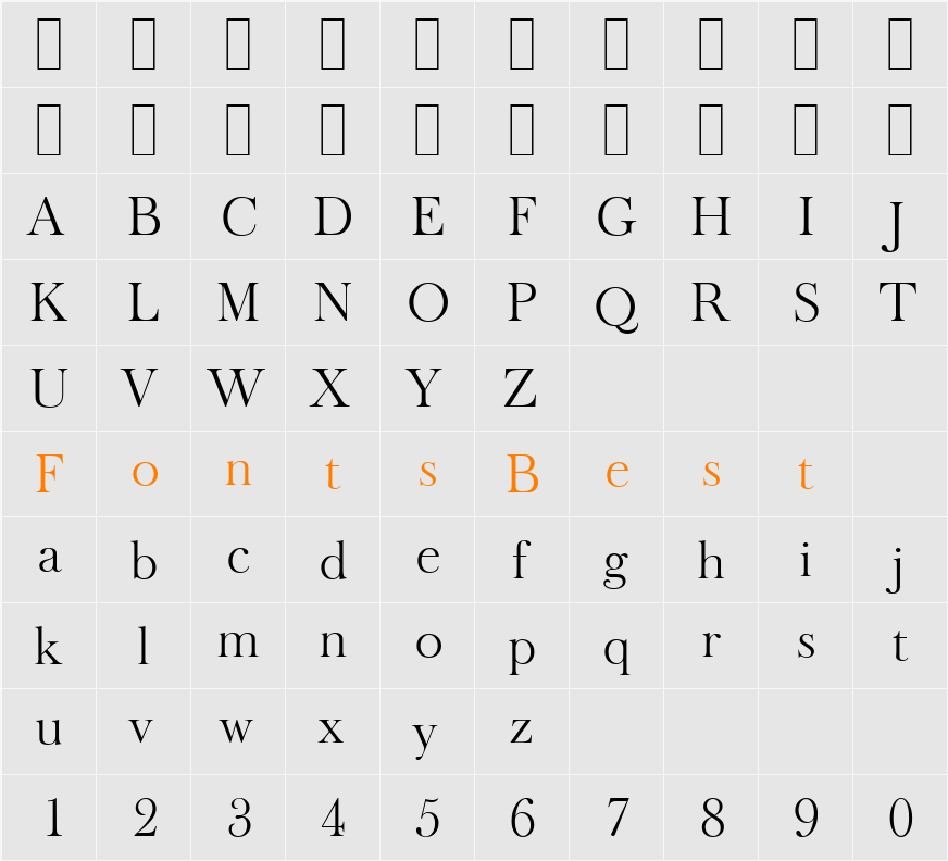 BaskerOldSerial-Light Character Map