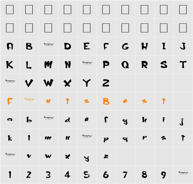 Badgery Character Map