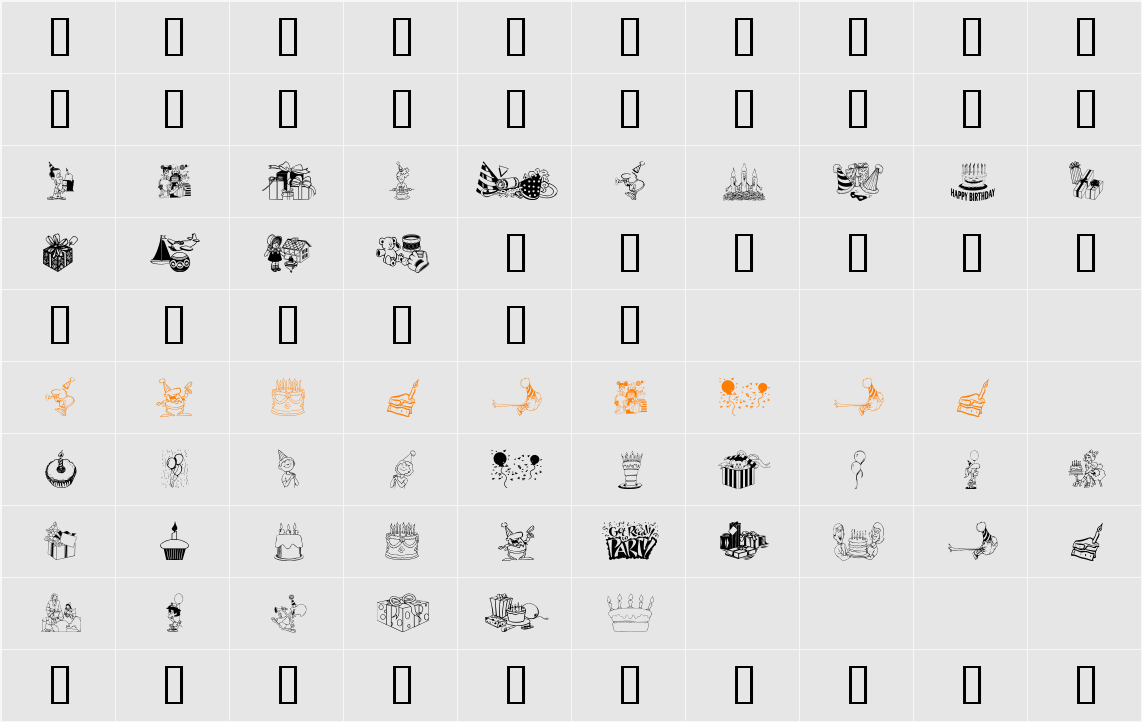 Birthdaze Character Map