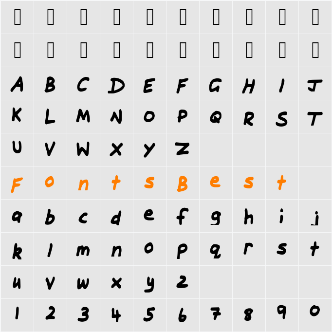 Daniel_BOLD Character Map