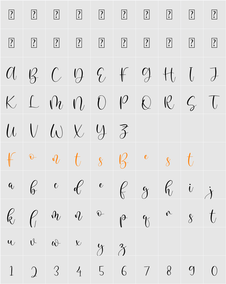 Blandita Character Map