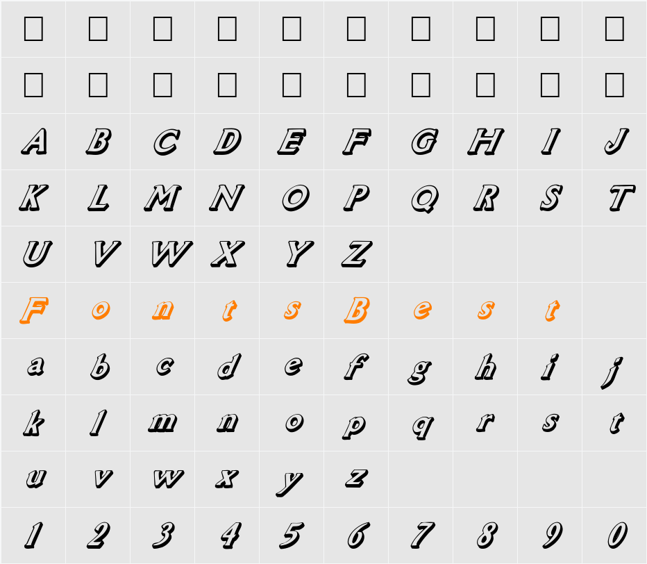 FZ UNIQUE 53 ITALIC Character Map