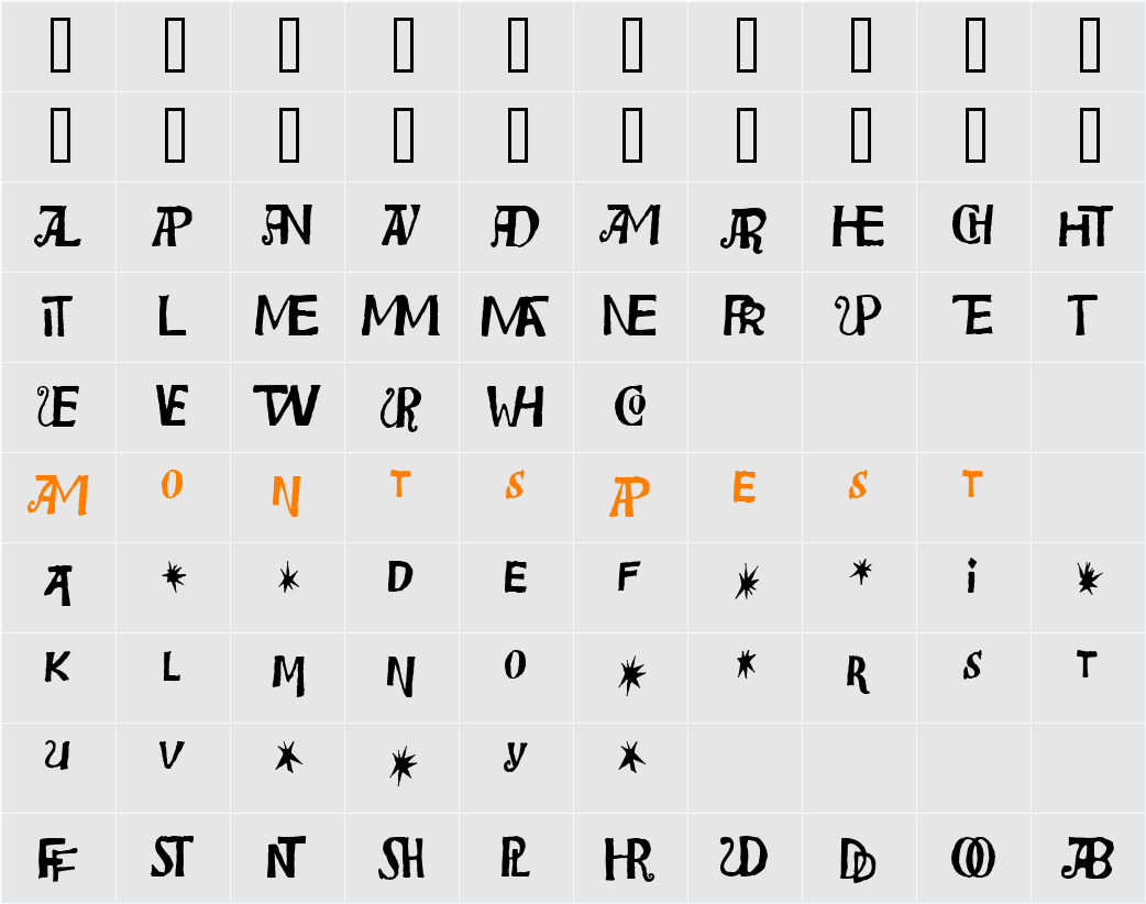Bensgothic Ligatures Character Map