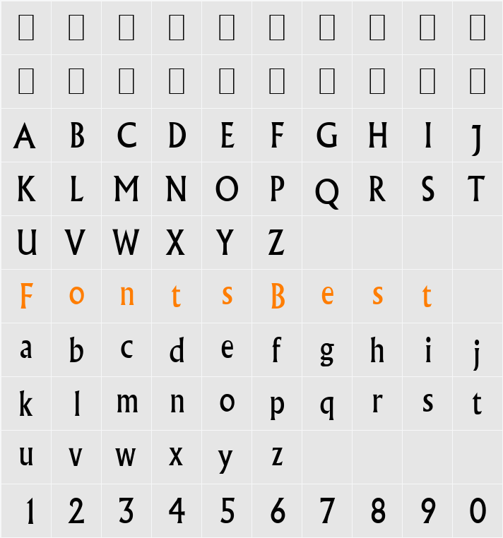 Flair-Condensed Character Map