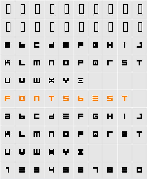 BIN Bold Character Map