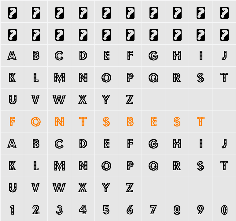 Budmo Jiggler Character Map
