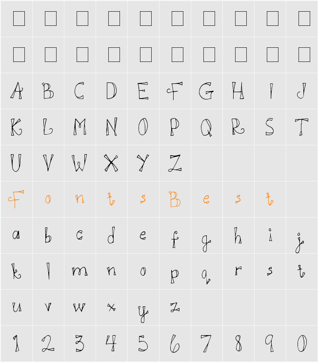 DJB DOODL E DOO Character Map