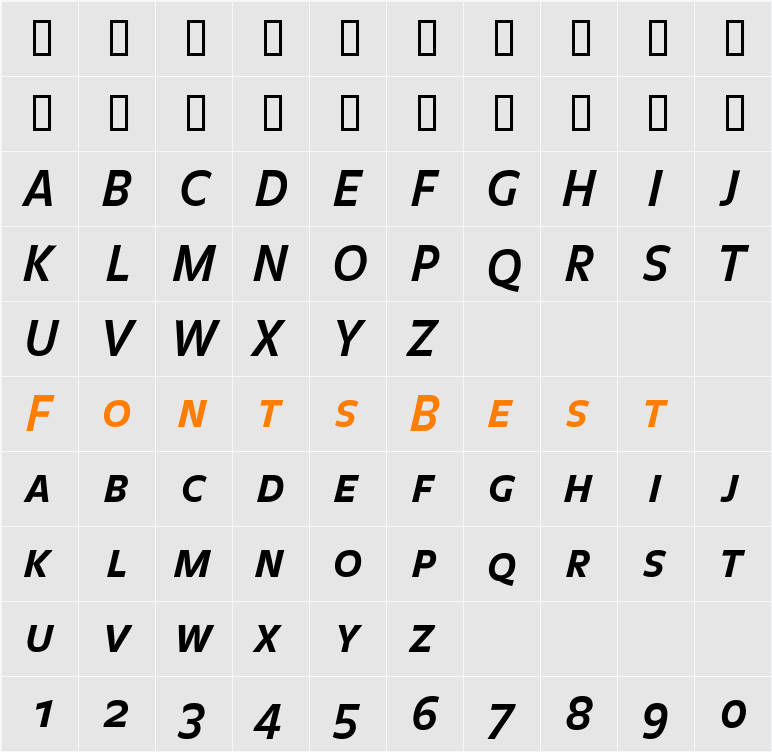 BalanceBold Character Map