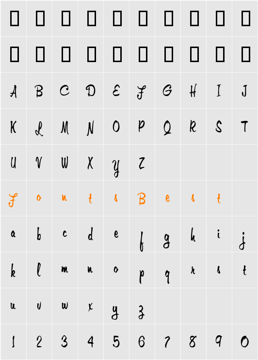 Memo-Condensed Character Map