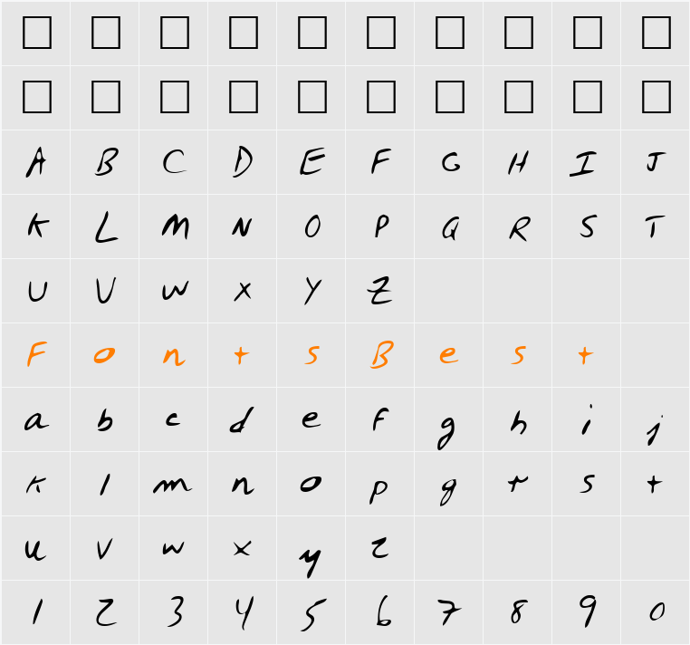 BerrysHand Character Map