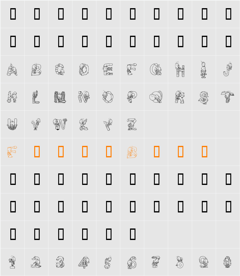 BabyBeeline  Character Map