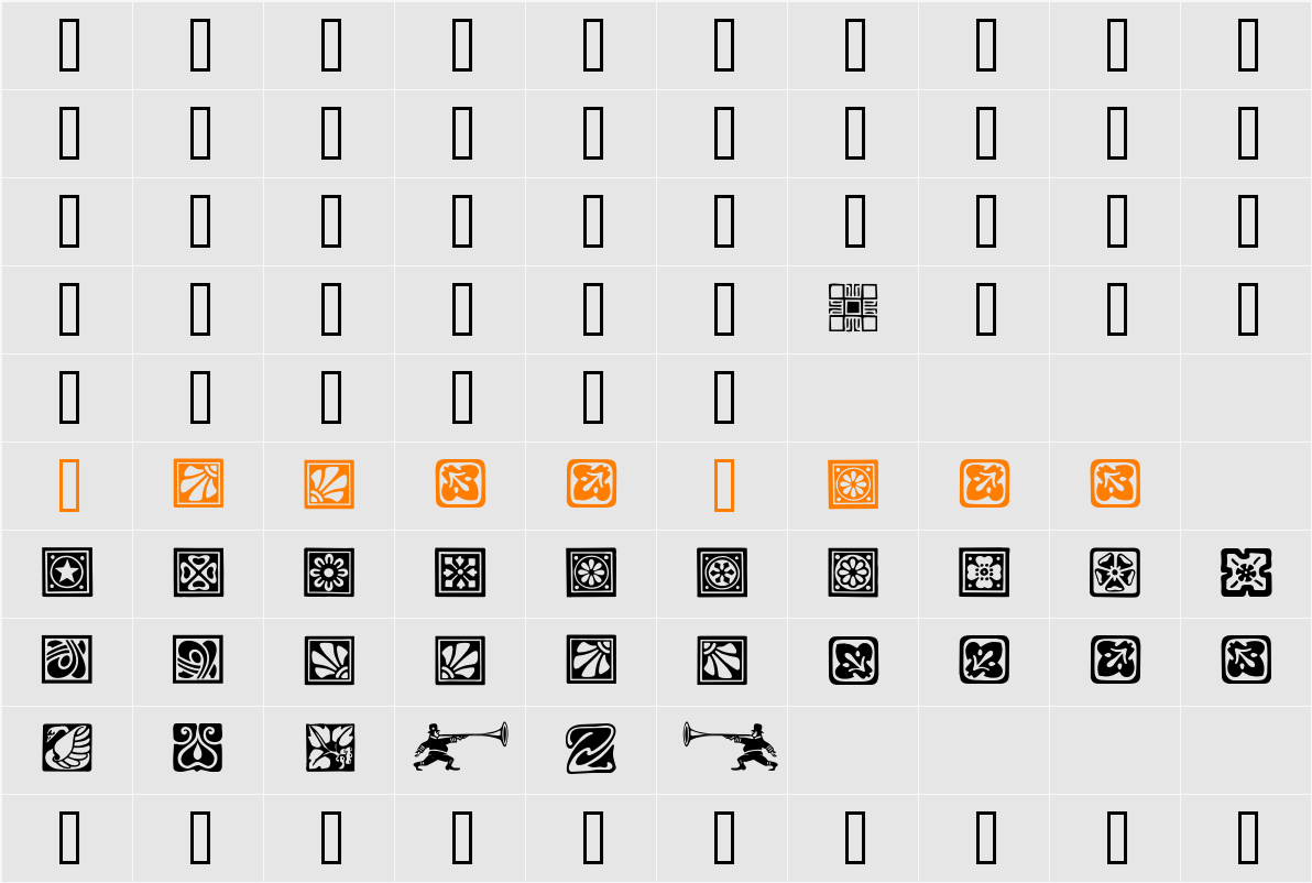 Art Noveau Dingbats Character Map