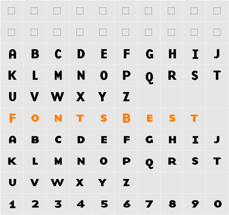 BaseNineSCB Character Map