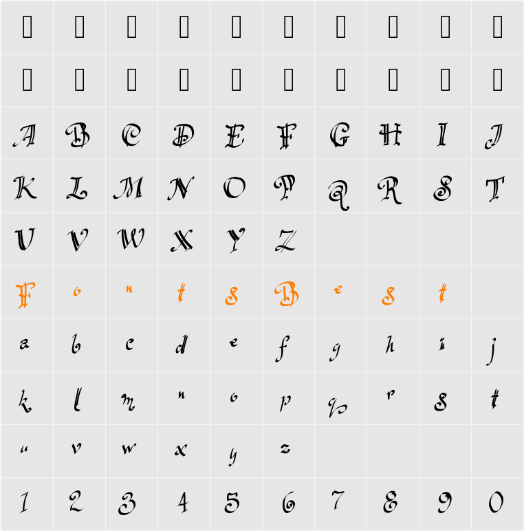 Flocked2 Character Map