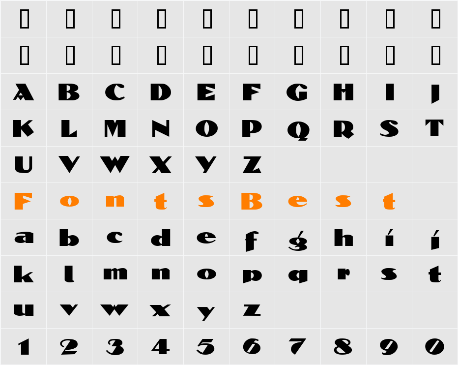 Block-Calligraphy-Extended Character Map