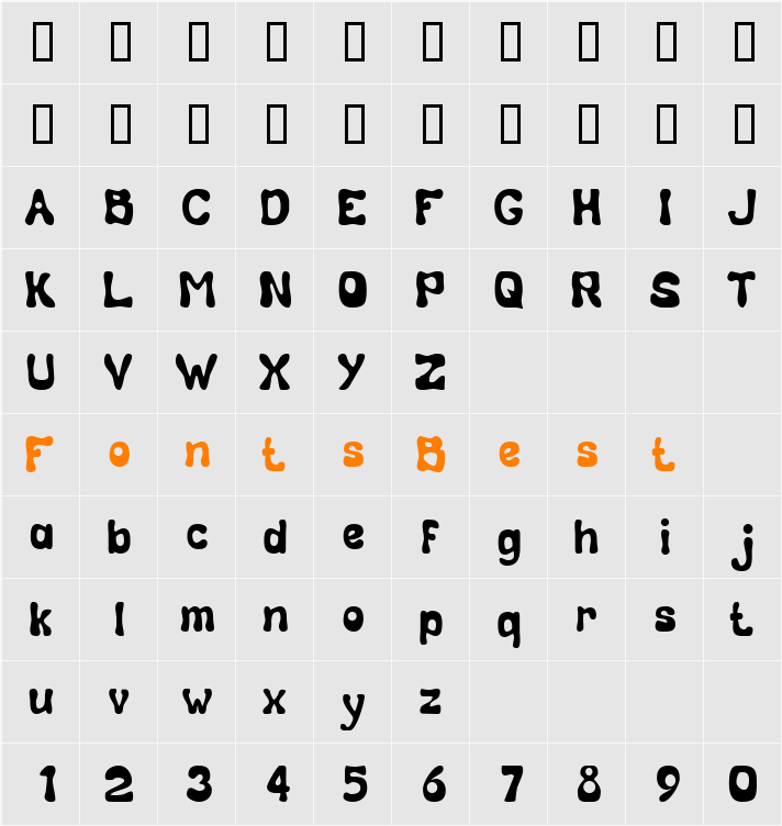 Calebasse (Unregistered) Character Map