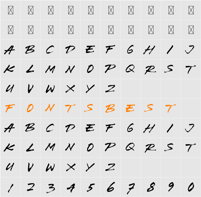 Brush Wedco Character Map
