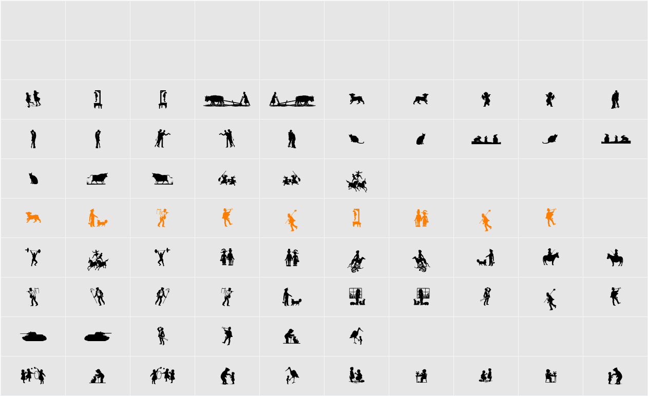 Mixed Silhouettes Five Character Map