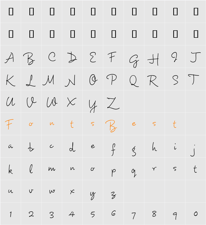 DartangnonITC Character Map