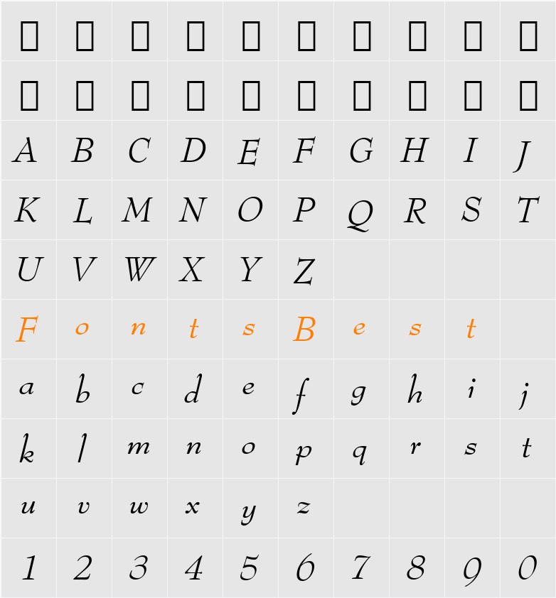 BernhardMod BT Character Map