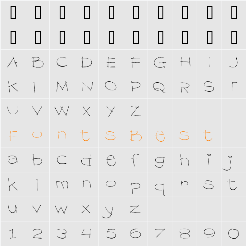 Dragline BTN Th Character Map