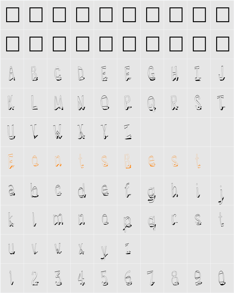 Hesitant Shadow Character Map