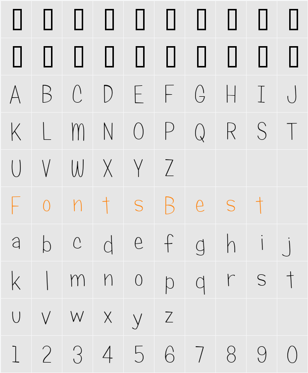 Candy Round BTN Lt Character Map