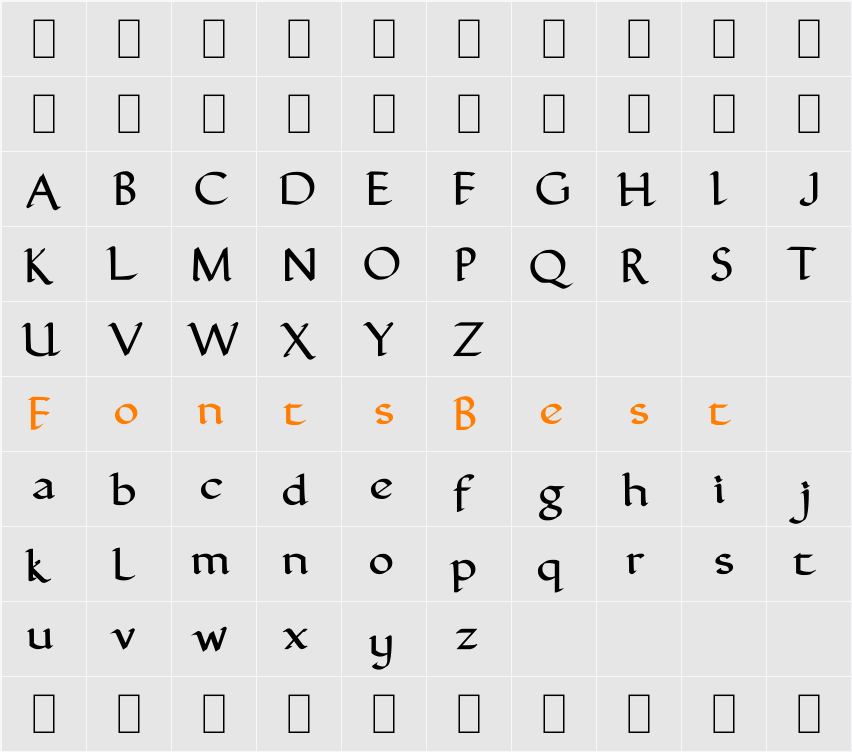FinalRoman Medium Character Map