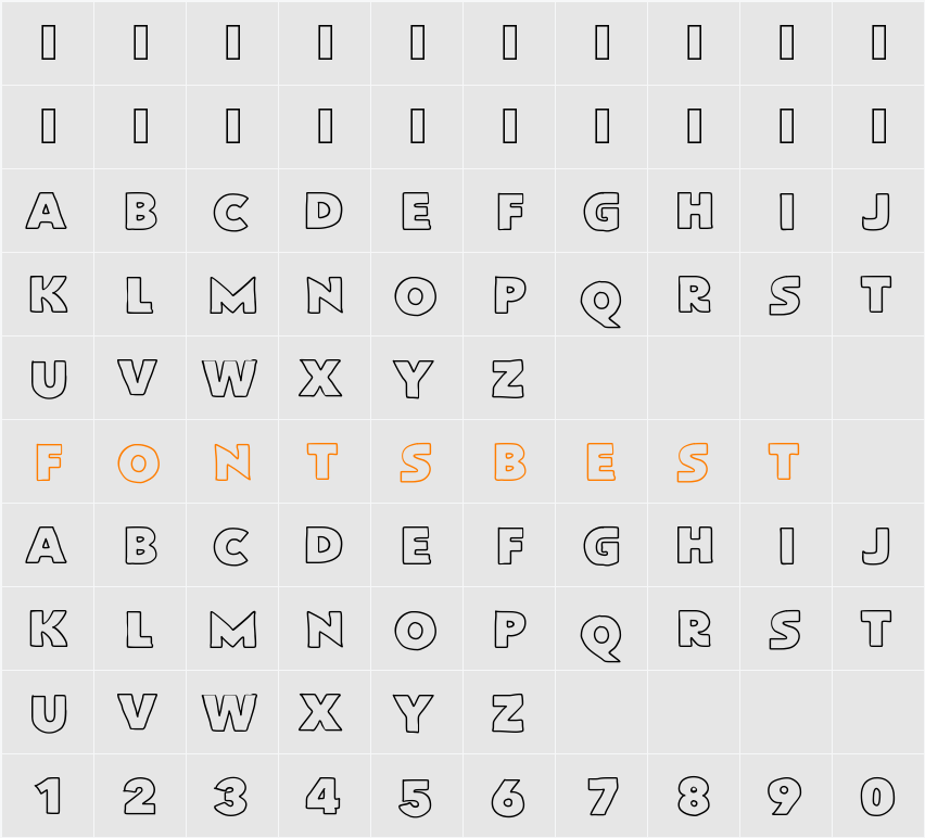 FlatBreadOutline Character Map