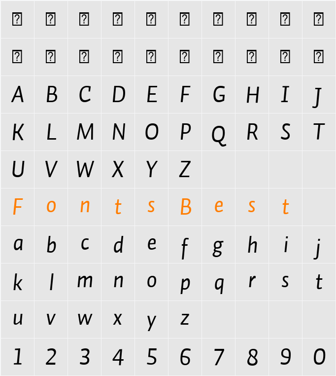 Auto 1 LF Character Map