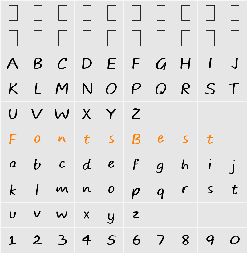 TYPO COMICS Light DEMO Character Map