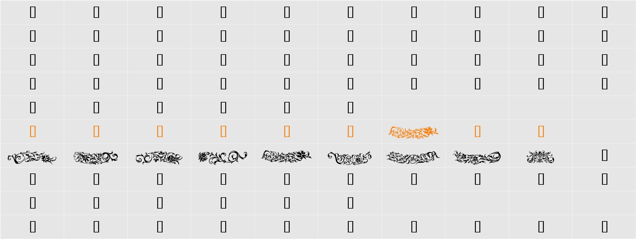 Flower Ornaments Character Map