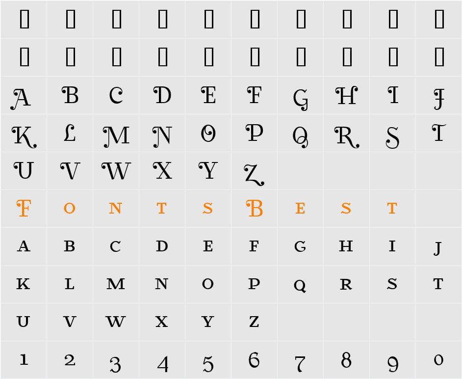 BearButteT Character Map