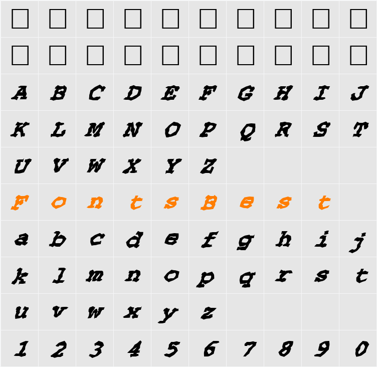 FZ WACKY 69 ITALIC Character Map