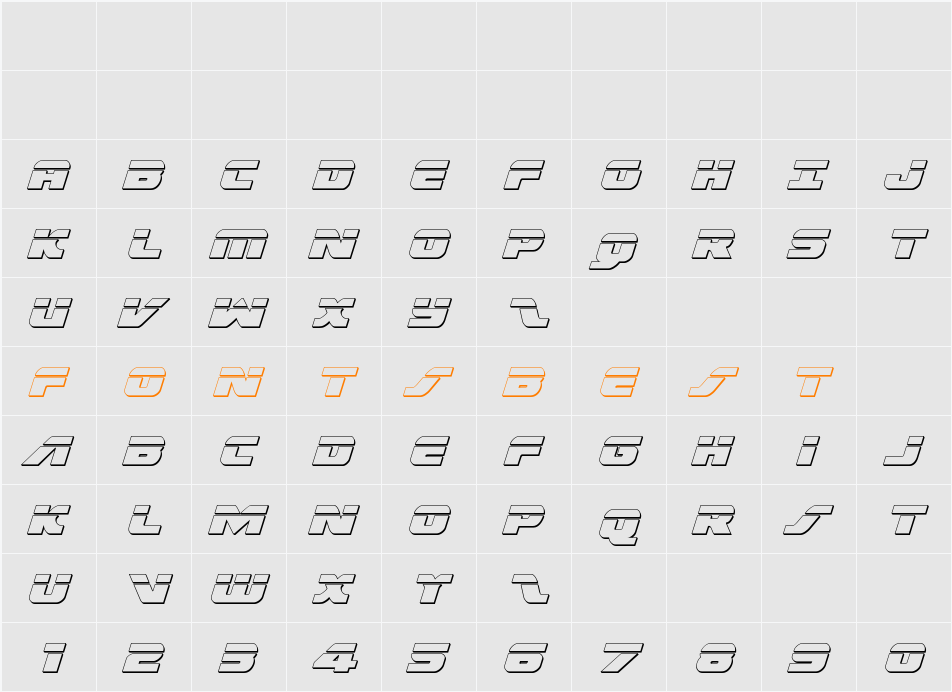 Federal Escort Bullet Italic Character Map