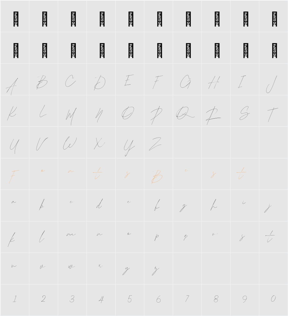 Arabilla Signature Character Map