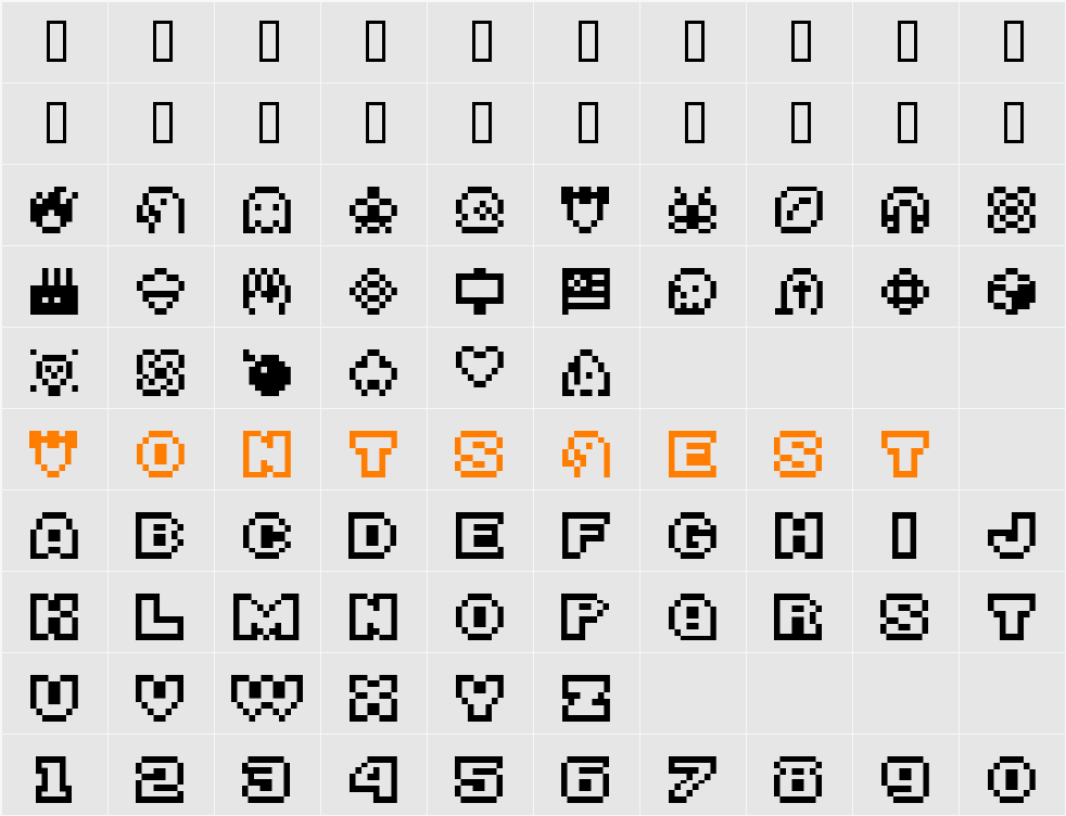 BITSY Character Map