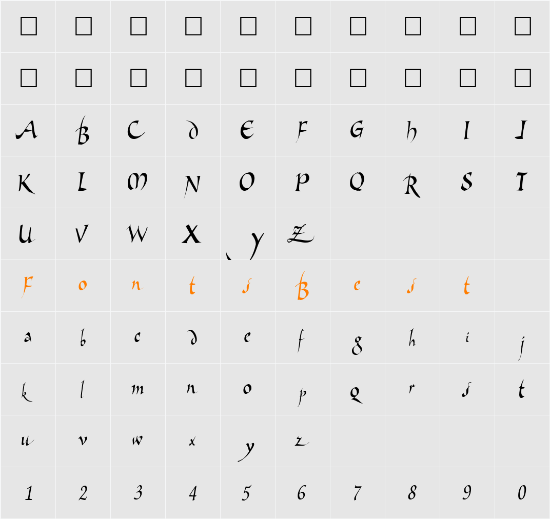 DangerousScript27 ttcon Character Map