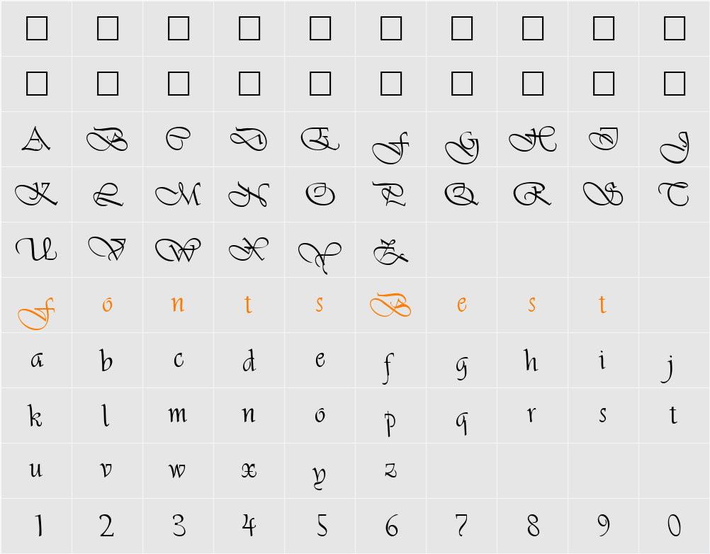 FZ SCRIPT 26 LEFTY Character Map
