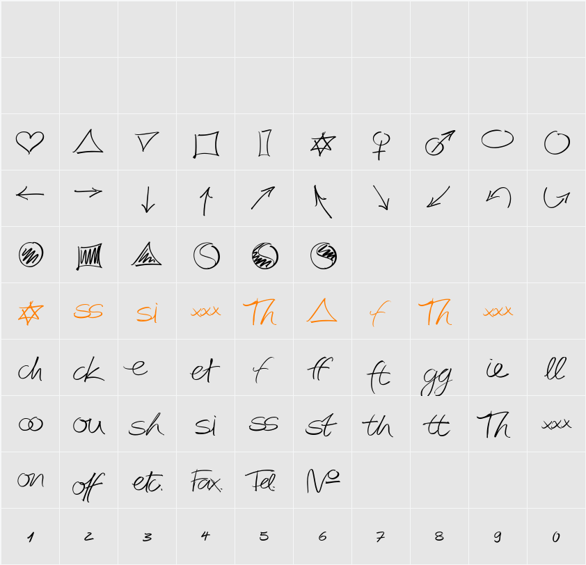 AutographScriptEF-LightExtra Character Map