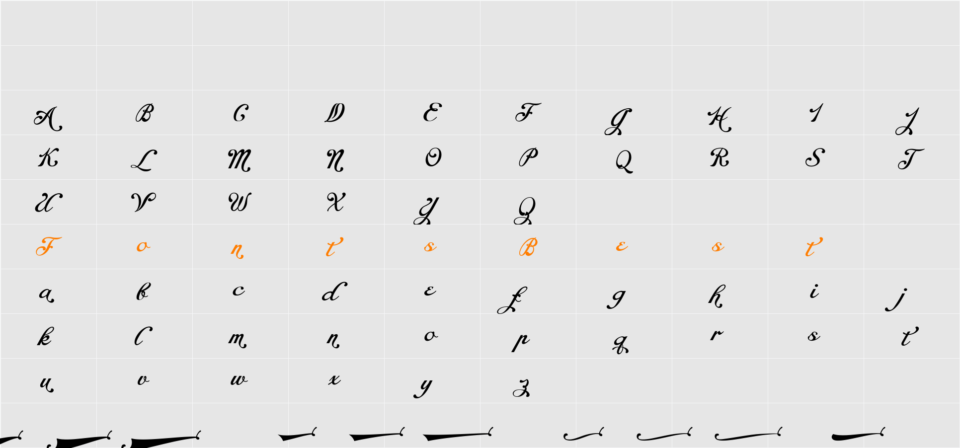 Chapel Script Alt PERSONAL USE Character Map