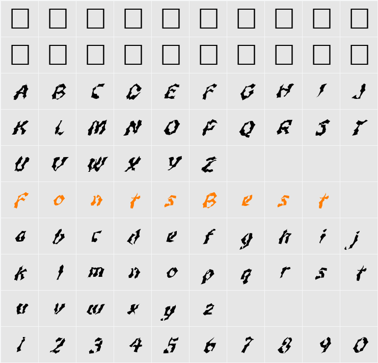 FZ WACKY 49 ITALIC Character Map