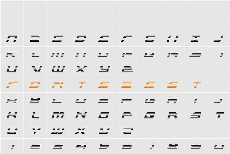 Alexis Gradient Italic Character Map